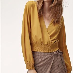 Aritzia Wilfred Reign Blouse in Mustard
